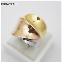 Rose Golden Silver Golden Plated 3 Colors Cocktail Stainless Steel Band Ring Women Fashion Jewelry Size