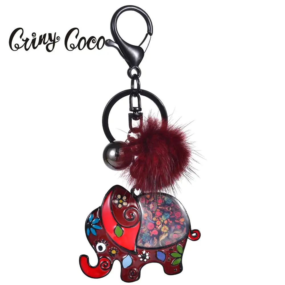 

Cring Coco Lovely Elephant Key Chain Accessories Charm Car Bag Pendants Enamel Alloy Keychain Jewelry for Women Men Keyrings