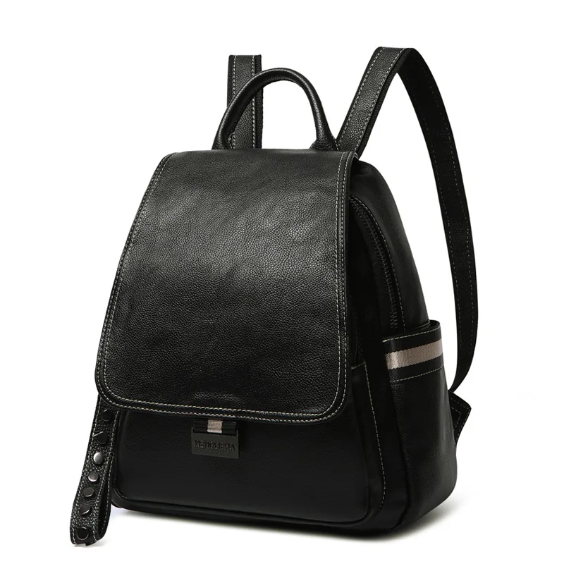 Рюкзак из натуральной кожи 2019 Новый Черный Mochila Feminina маленький рюкзак черный Противоугонный рюкзак для путешествий школьный рюкзак