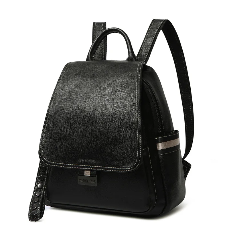 

Genuine Leather Backpack 2019 New Black Mochila Feminina Small Backpack Black Anti Theft Backpack Travel School Bags
