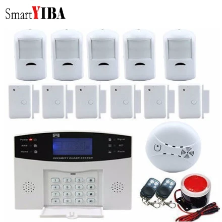 

SmartYIBA Wireless SMS Calling Home Burglar Security GSM Alarm System Voice Prompt 99+7 Wired/Wireless Defense Zones Home Alarm