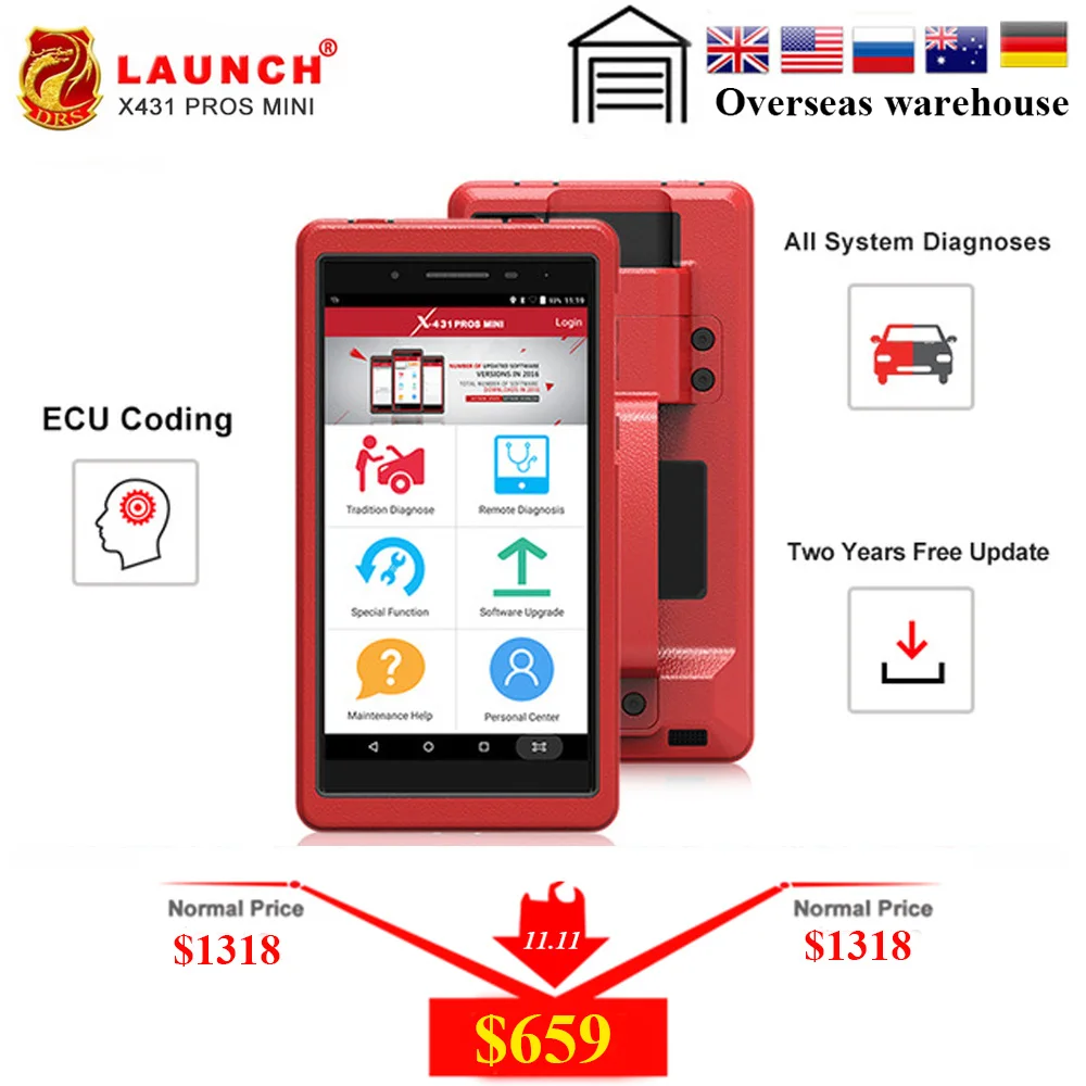 

LAUNCH X431 PROS MINI Bluetooth WIFI OBD2 OBDII Automotive Diagnostic Tool Full System Mechanic Auto Scanner 2 Year Free Update