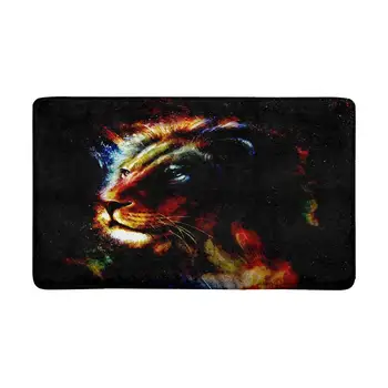 

Lion Painting on Abstract Color Background Indoor Entrance Doormat, Backing Non Slip Door Mat Entrance Rugs Home Decor