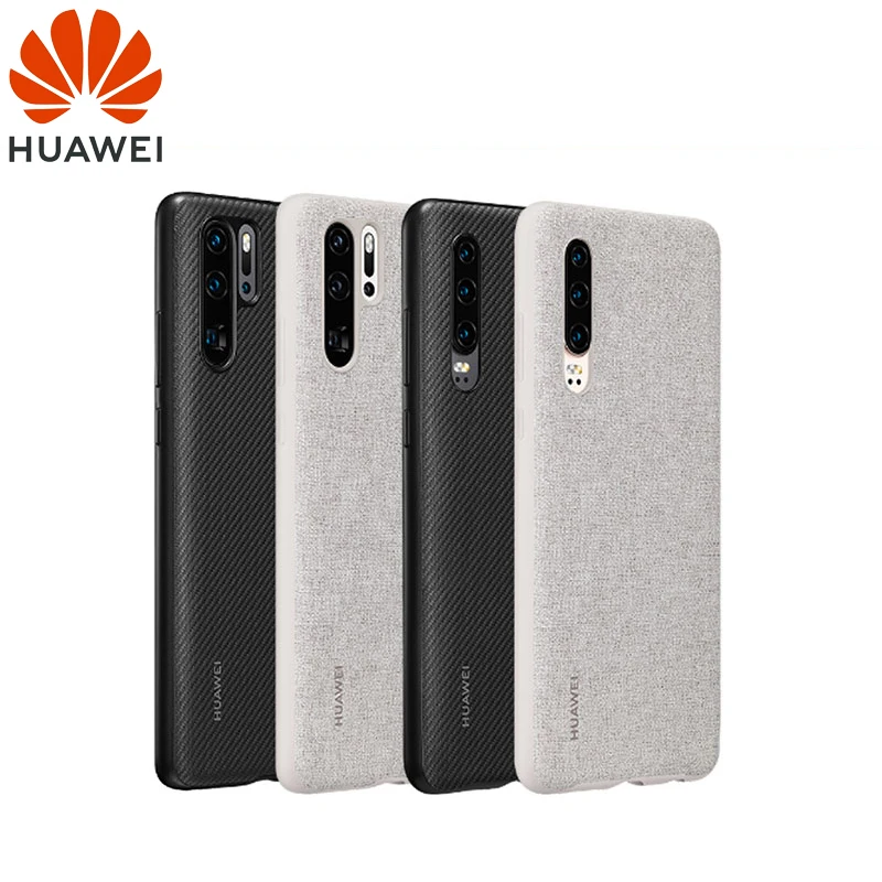 

Huawei P30 Case From Huawei Official Original Leather Protecive Cover Carbon / Canvas Fiber Business Style Huawei P30 Pro case