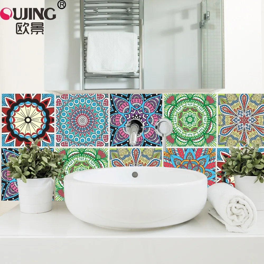 6 Pcs 3D Multi Moroccan Self-adhesive Bathroom Kitchen Wall Stair Tile Sticker 
