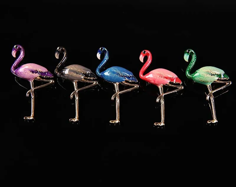 Дизайн сплав красные, синие эмаль Фламинго Птица Броши Для женщин Для мужчин металлические животных Брошь Шпильки Банкетный Broche подарок шарф пряжки