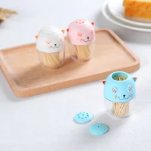 1 шт. кавайный мультипликационный котик зубочистка портативный держатель Хлопковый чехол контейнер для хранения Контейнер Для Зубочисток банка для специй кухонные аксессуары