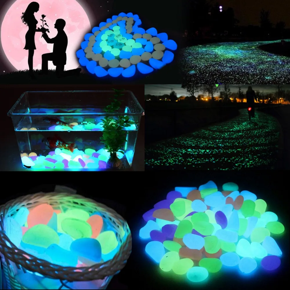 

20pcs/Set Colorful Artificial Fish Tank Decorations Luminous Pebbles Stones Rock Aquarium Garden Road Accessories