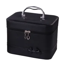 Women PU leather makeup box large capacity hand makeup box