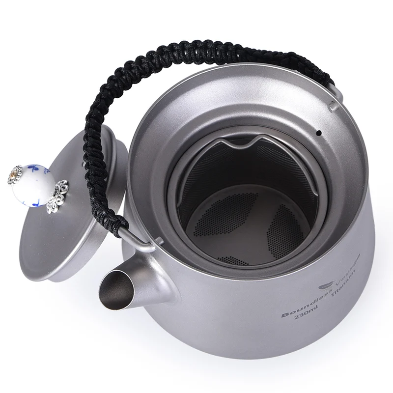 Sin Límites de viaje Mini de titanio tetera taza con filtro Anti-agua hirviendo con tapa de té de café de agua 230 ml Ti15101B