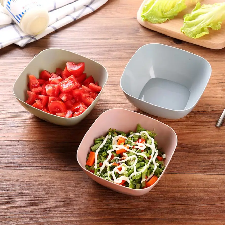 

3 Color Food-Grade Bowl Plastic Square Fruit Snack Candy Salad Plate Bowl Dish Basket #2o0424