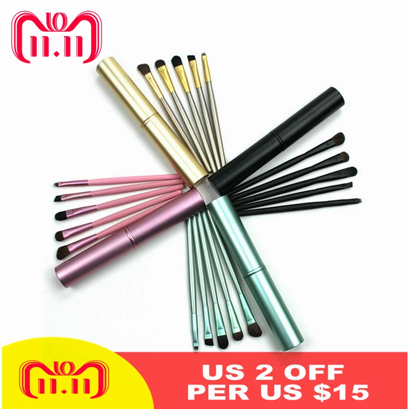 

ELECOOL 5pcs Eye Makeup Brushes Set Eyeshadow Eyeliner Lip Kit Pony Hair with Tube Holder make up brushes maquillaje
