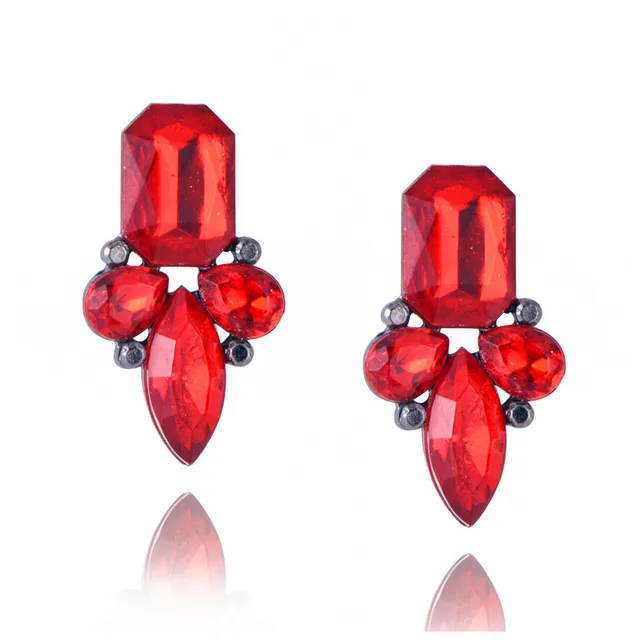 E0225 Hot Sale Red Crystal Stud Earrings For Women Fashion Party Wedding Jewelry E0225 Hot Sale Red Crystal Stud Earrings For Women Fashion Party Wedding Jewelry