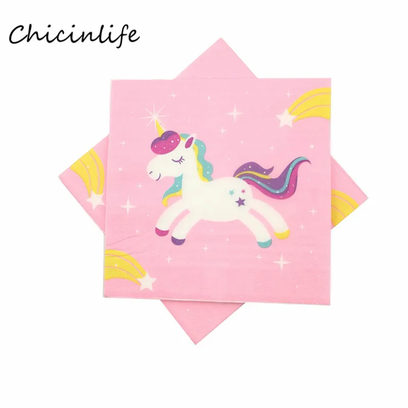 

Chicinlife 20 pcs/lot Unicorn Paper Napkins Decoupage Napkin Girl Boy Birthday Party Decoration Baby Shower Supplies