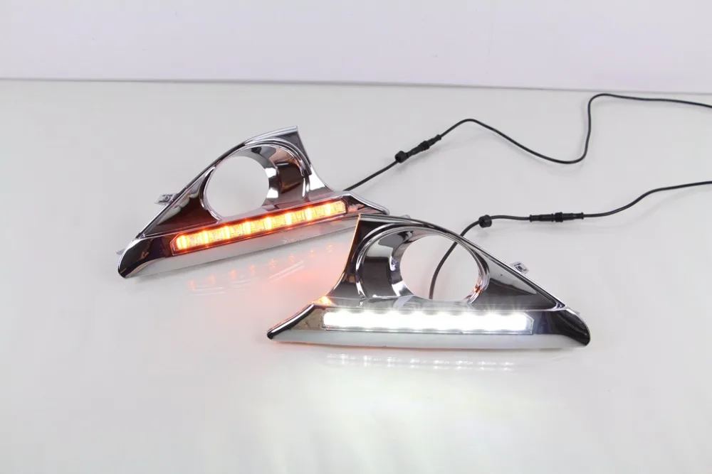 

Qirun led drl daytime running light for Toyota Camry 2011-2014 with yellow turn signal and wireless control