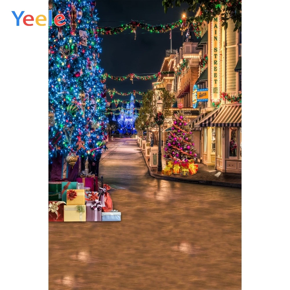 

Yeele Christmas Family Photocall Decor Light Street Photography Backdrops Personalized Photographic Backgrounds For Photo Studio