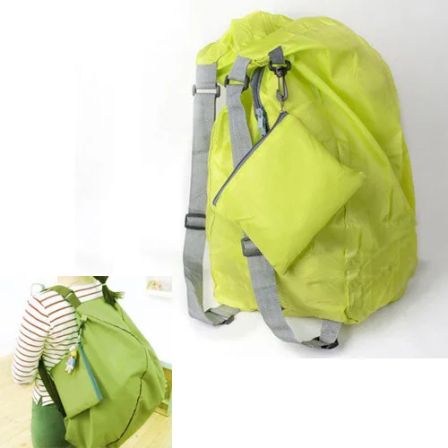 TEXU Green folding backpack women waterproof Convert Storage Bag
