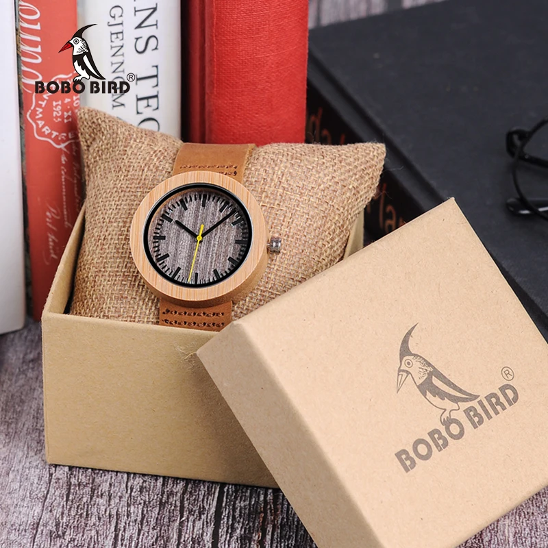 Женские часы BOBO BIRD модные из бамбука с кожаным ремешком и логотипом на заказ L