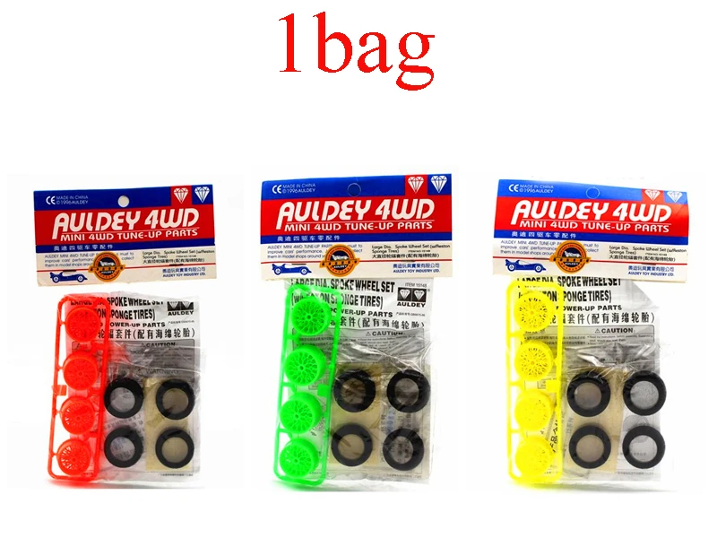 

1Bag 15148 Auldey Large Diameter Spoke Wheel Set Mini 4WD Tune-up Parts with Sponge Tire for RC Car Mini 4WD Racing Car DIY Part