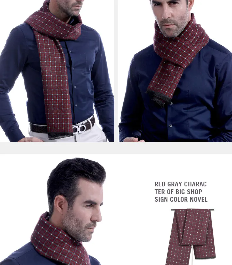 SupSindy зимний мужской шарф, винтажные мягкие клетчатые полосатые шарфы, роскошная шаль, теплая накидка, имитация кашемира, деловой повседневный мужской шарф