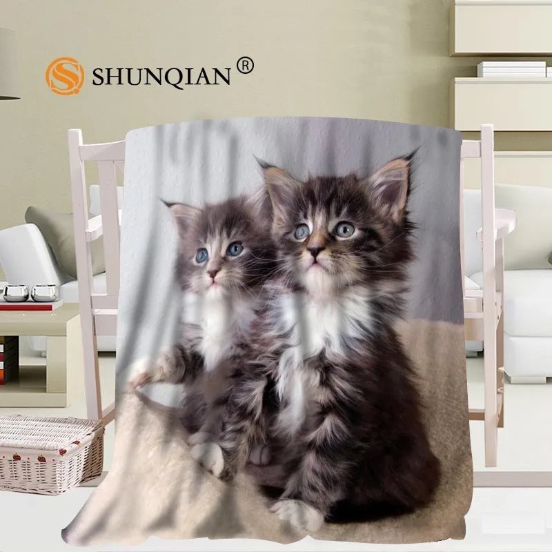 Custom Cat Blanket Office Sofa Blanket Portable Soft Blanket Bed Plane