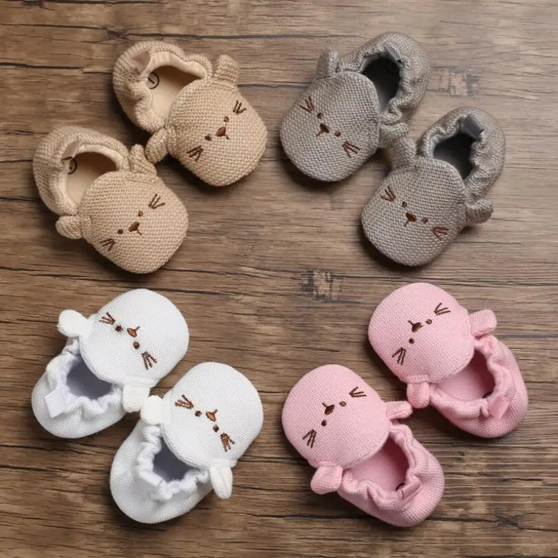 

Newborn Baby Crib Shoes Soft Bottom Anti-slip Shoes Footwear Infant Smile Girl Knitted Shoes