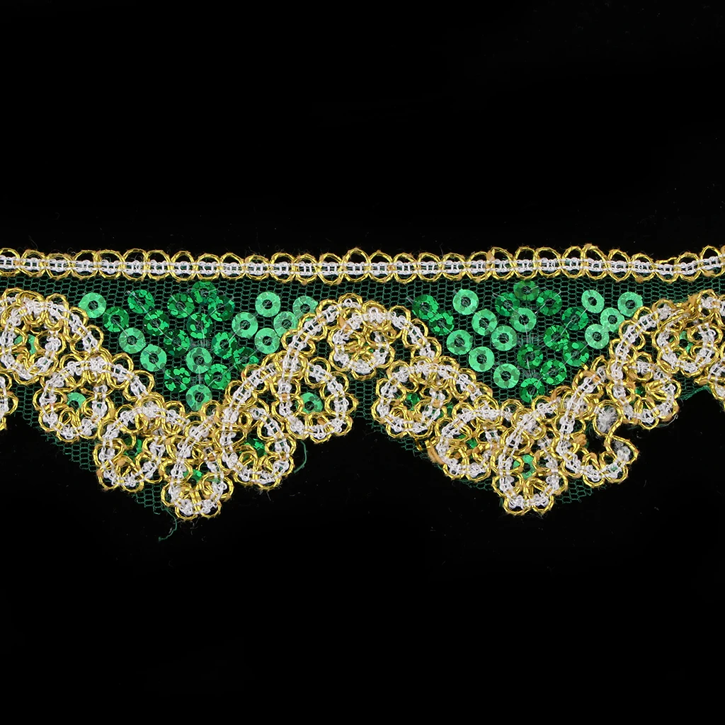 10 Yards Lace Trim /Ribbon Sequin Beaded Dress Edge Sewing Knitting Ornaments, Wedding Party Embellishments 45mm