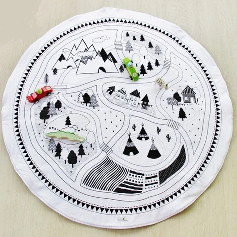 Round Cotton Baby Crawling Mat Blanket Play Photography Backdrop Rugs 100*100cm