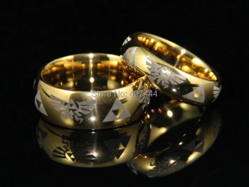 

Free Shipping USA UK Canada Russia Brazil Hot Sales 6mm 8mm Gold Men's Comfort Fit Legend of Zelda Men's Tungsten Wedding Rings
