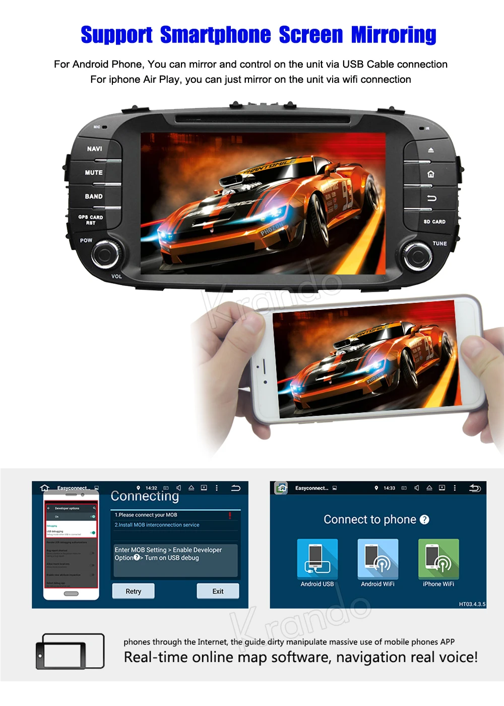 Sale Krando 8" Android 9.0 car navigation multimedia system for Kia Soul 2014+ audio radio gps dvd player WIFI 3G DAB+ 4