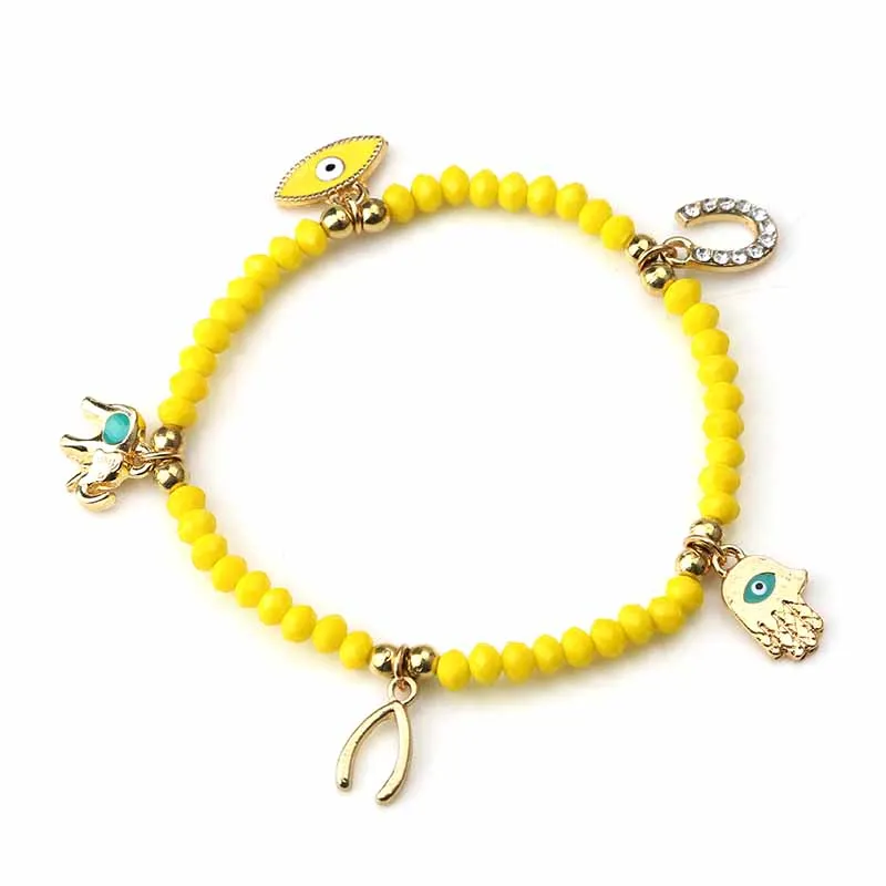 Fashion gold crystral paved evil eye hamsa hand elephant 3 colors Beads