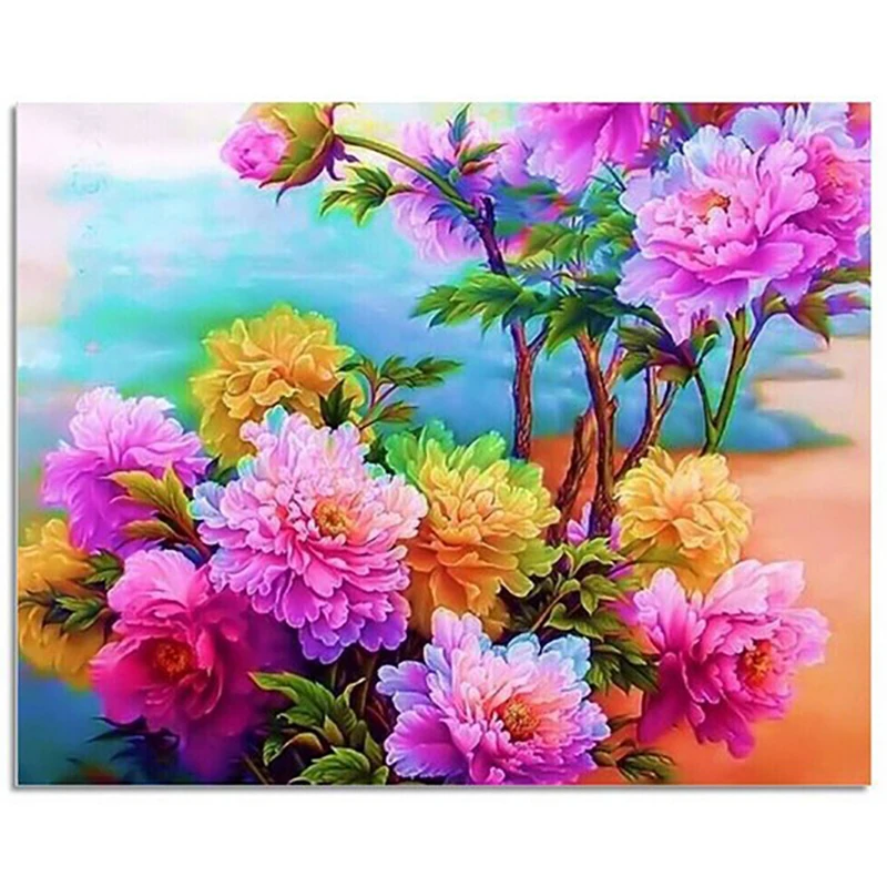 

New Rhinestones Diy Diamond Painting Cross Stitch Square Resin Mosaic Diamond Embroidery Peacock Colorful Peony Needlework Decor