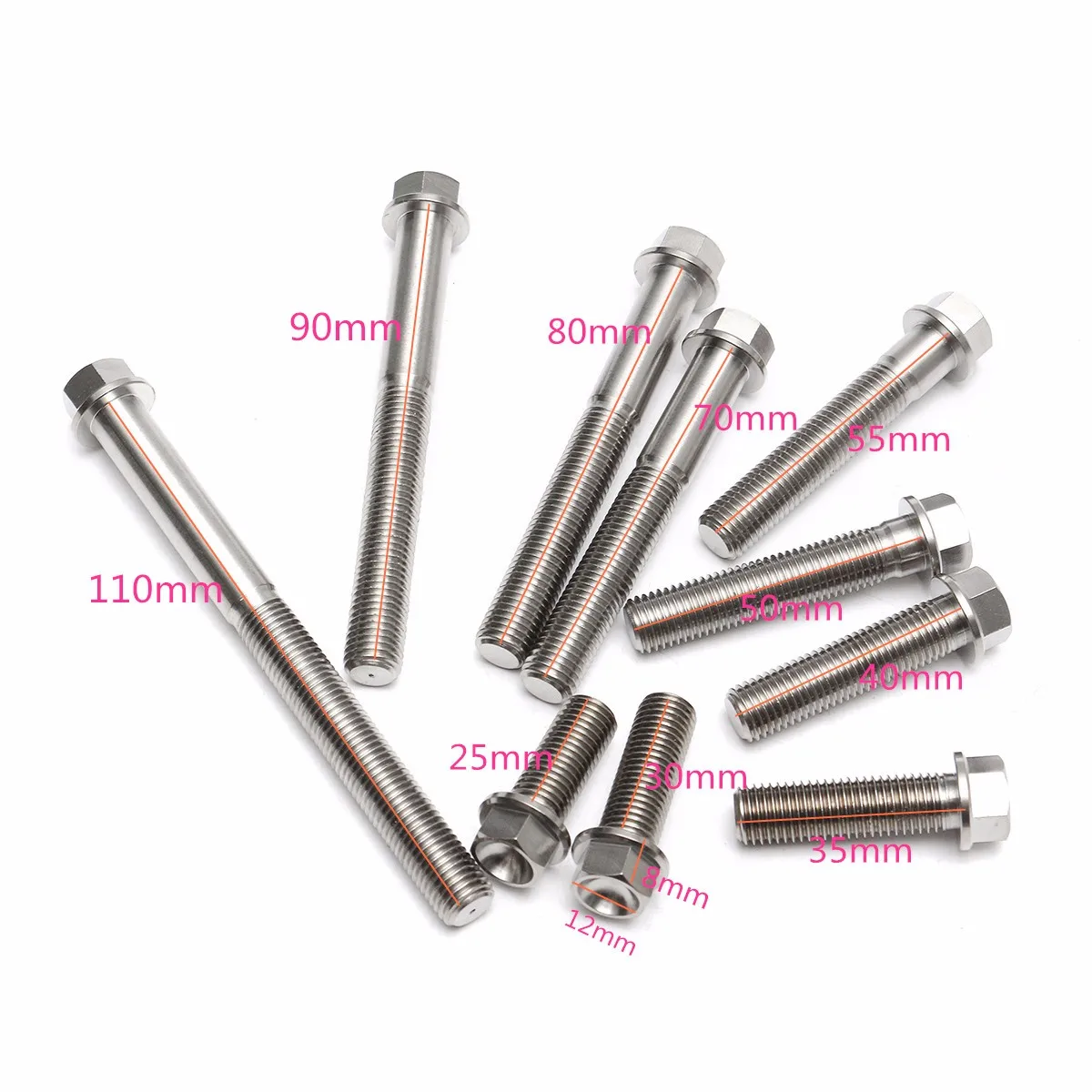 M10 x 1 25 мм титановый Ti шестигранный фланцевый болт 30 35 40 50 55 70 80 90 110 мм|titanium bolt m10|m10