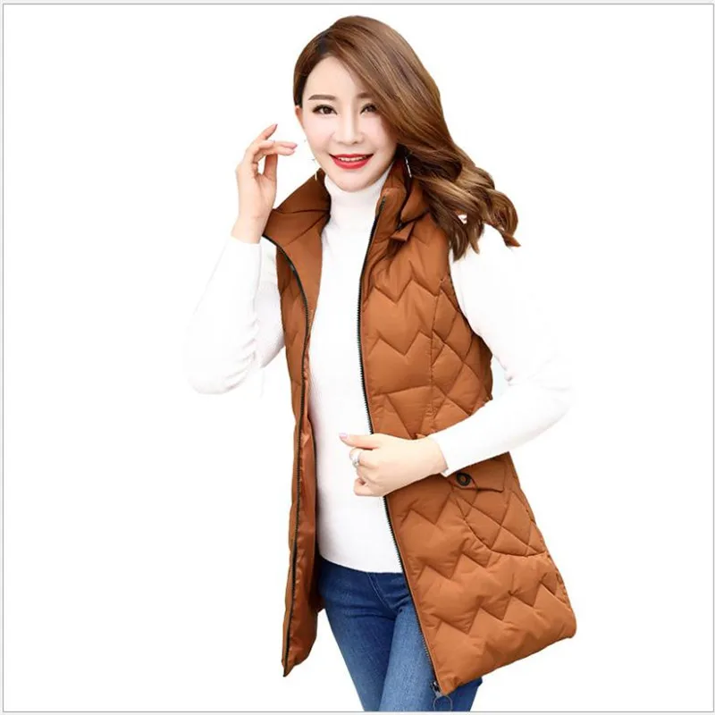 Plus Size 4XL Autumn Winter Women Short Vest 2018Hooded Down Cotton