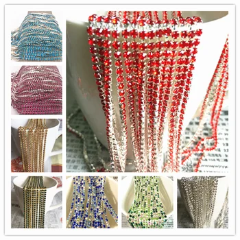 

Wholesale 1-Row 1 yard SS8 Cystal Rhinestone Trim Close Cup Chain Claw DIY Jewelry Making