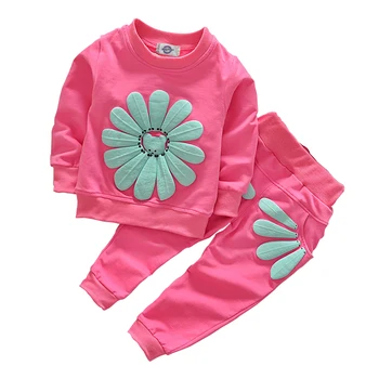 

Girls Clothing Sets Spring Cotton Flower Long Sleeve Shirt + Pants Baby Kids Clothes Suit Girl's Clothing Set Children Clothing