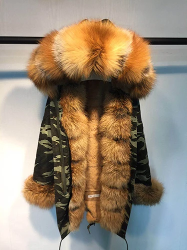 Теплая куртка с капюшоном из натурального меха рекс с капюшоном из натурального меха куртка из натуральной лисы - Цвет: New as photo