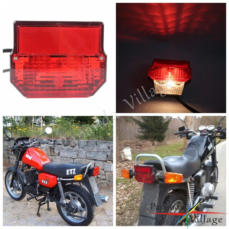 

Papanda Motorbike Red Rear Tail Reflector License Plate Light for MZ ETZ 150 250 251 301 Simson SR50 S51 Suzuki TS125 150 250