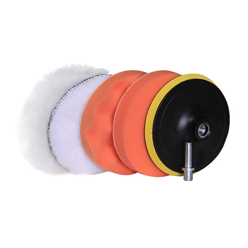 Car waxing beauty 4 inch polishing disc wheel self adhesive wool ball
