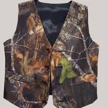 Индивидуальная камуфляжная официальная одежда для мальчиков Камуфляжный атласный жилет с натуральным деревом черная спинка с бантом для свадьбы, Детская официальная одежда для мальчиков