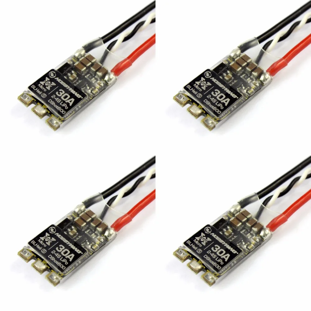 

4pcs Hobbywing XRotor BLHeli-S Dshot600 30A Micro ESC Support PWM 2-4S LiPo Mini Brushless Electronic Speed Controller