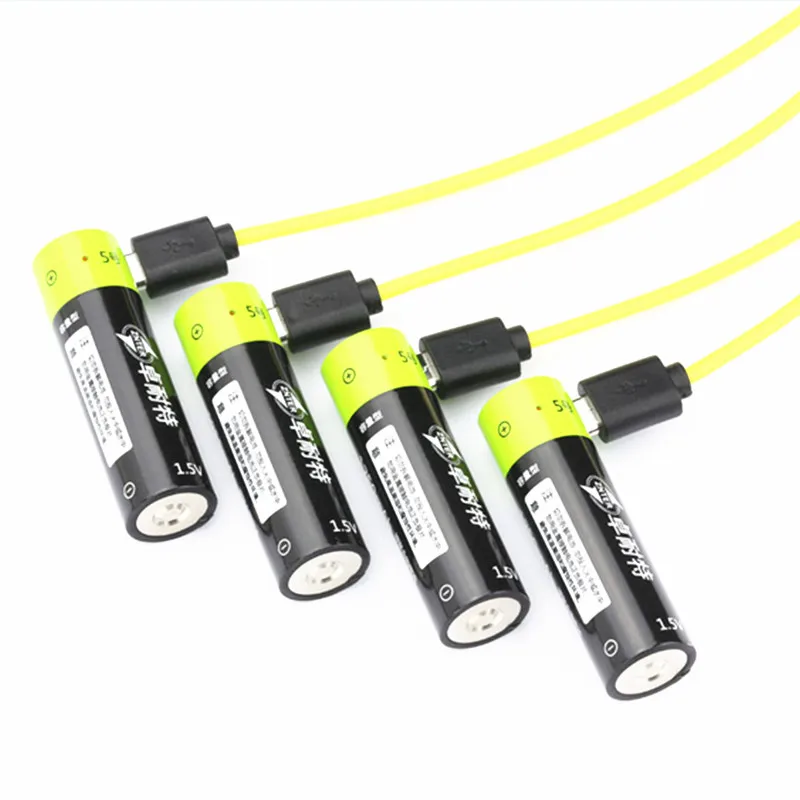 

4pcs/lot ZNTER BATTERY 1.5V AA 1250AWH USB Rechargeable lithium battery+1USB cable flash toy mouse battery