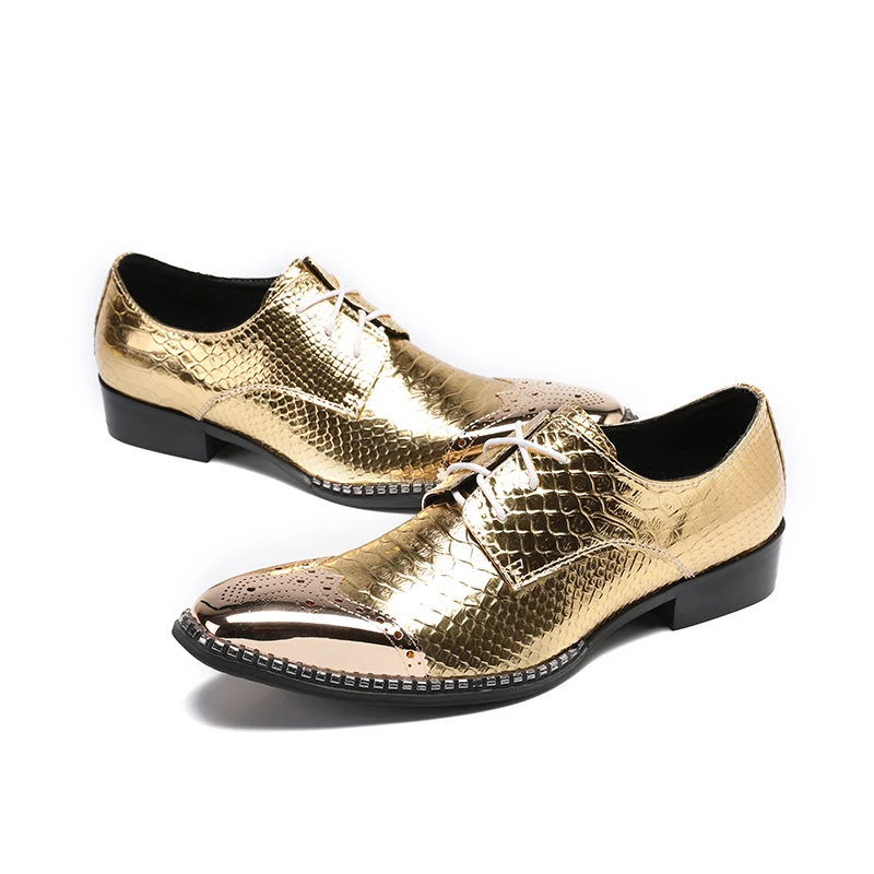 Dourado Ouro Botas De Da Artesanal Dos Casuais Festa Couro Sapato Vestido Rendas Sapatos Mabaiwan Casamento Até Masculino Do Homens Moda Apartamentos Rvqq0w