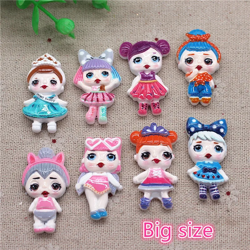 

10pcs New Mix Designs Kawaii Resin Big Girls Miniature Art Flatback Cabochon DIY Craft Scrapbooking,high about 37mm