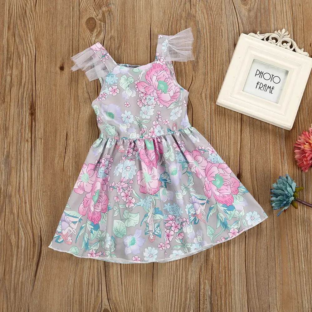 Toddler Girl Clothing Brand Summer Beach Style Floral Print Party