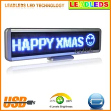 Hot Sale Blue LED Light Led Car Sign USB Programmable Message Moving Scrolling Display Board High Brightness Decoration Light