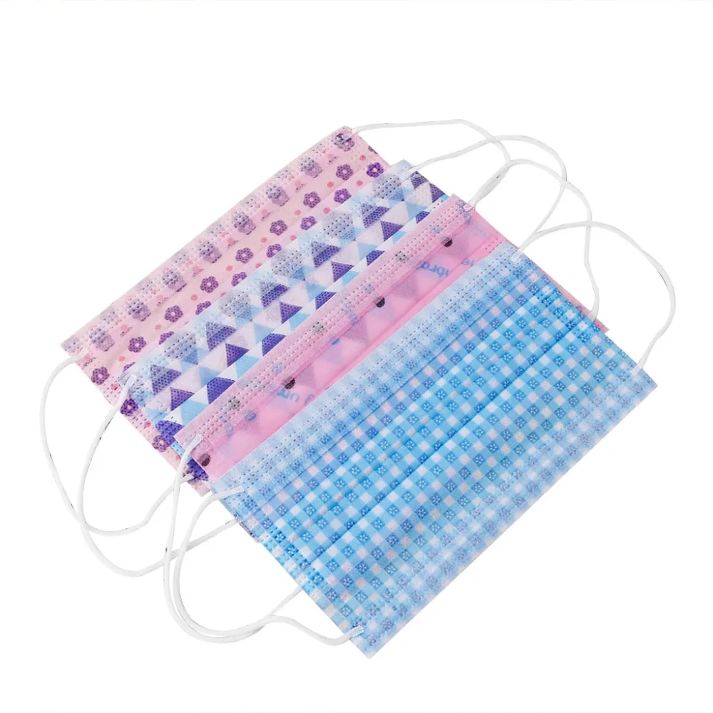 

ZLROWR 10 Pcs / Set Non-woven Fabrics Floral Anti-dust Disposable Mouth Mask