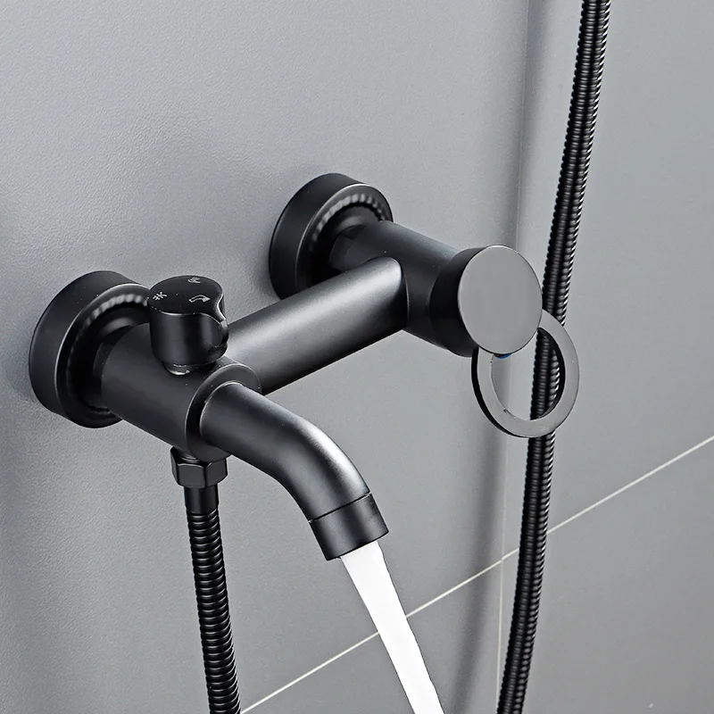 New Arrival Economic Simple Design Wall Mount Brass Black Bath Shower Faucet Set Bathtub Water Mixer Tap SF1052