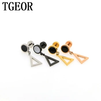 

free shipping CHARM illusion cheaters ear piercing 30pcs 16G surgical Stainless Steel drop oil dangle triangle fake plugs