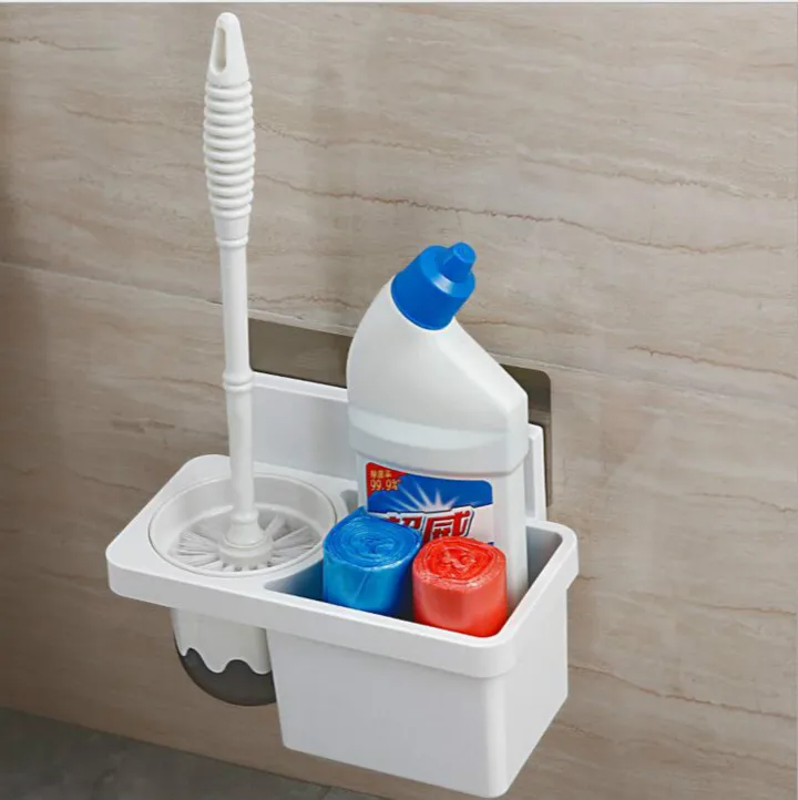 

Creative Suction Toilet Brush Holder Set Durable Clean Wall Mount Toilet Brush WC with Storage Holder Stickers WC